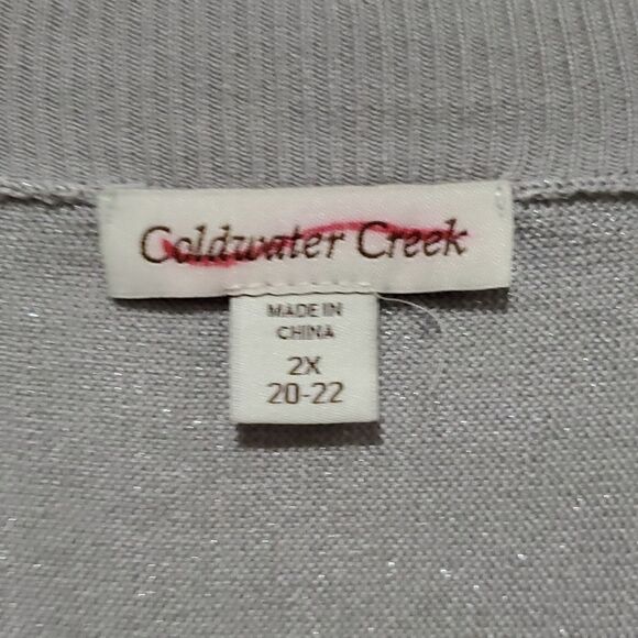 Silver Metallic V Neck Sweater Size 2XL - Picture 8 of 10